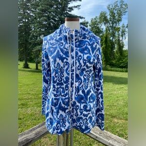 Lilly Pulitzer Angela Zip Up Jacket Resort Navy Beach Drawstring Medium